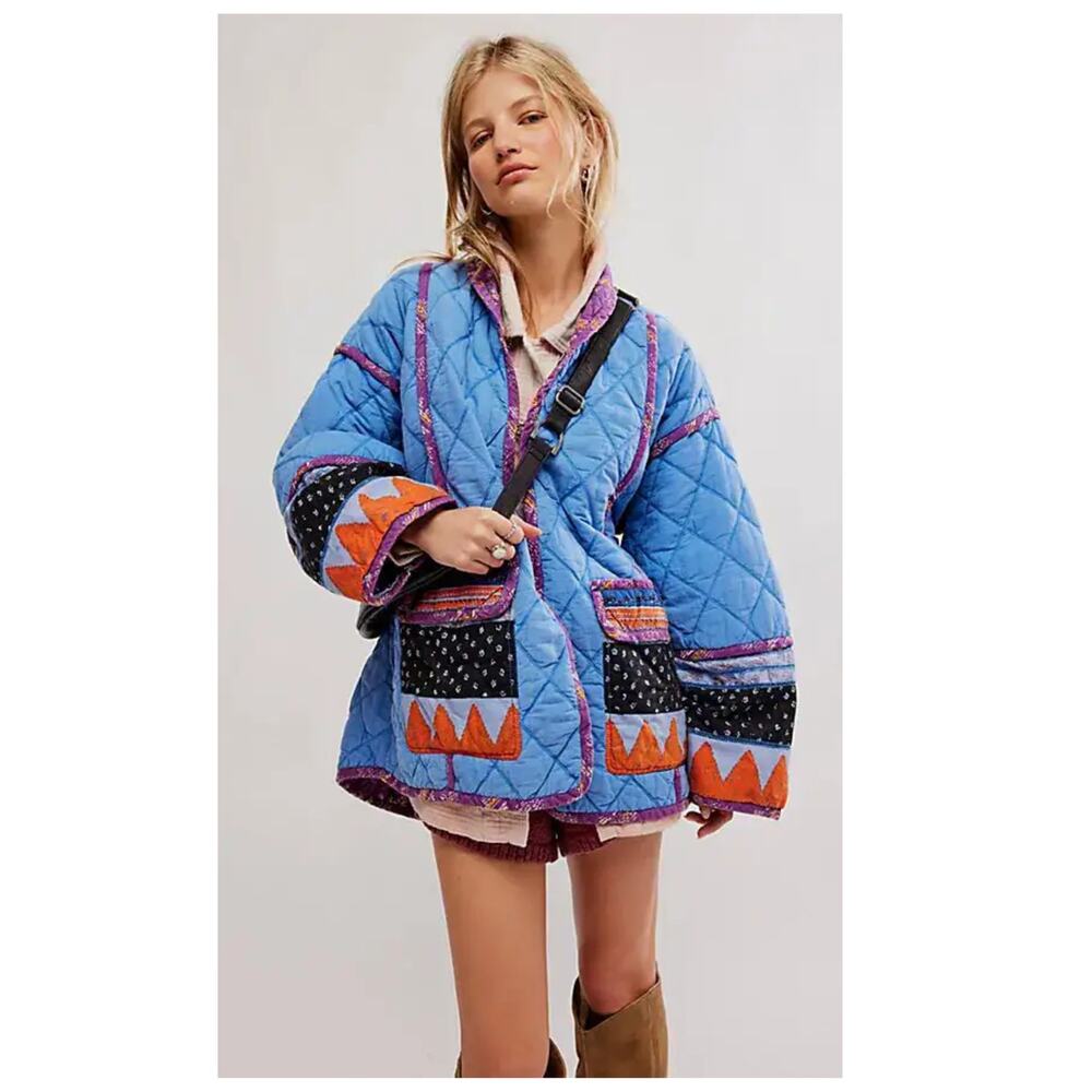 NEW Free People Winnie Quilted Patchwork Cotton Jacket Size Small